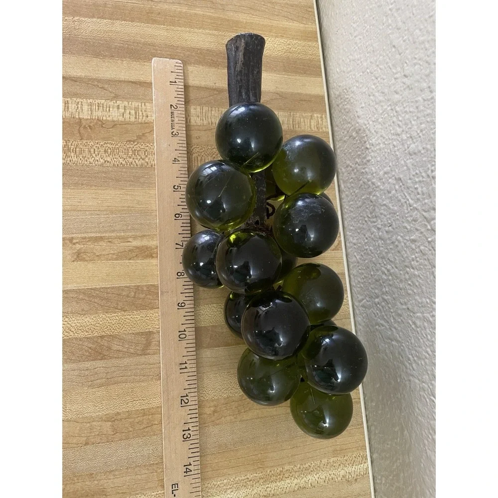 Vintage Lucite Grapes Cluster Green Branch Stem MCM Mid-Century Modern READ B12